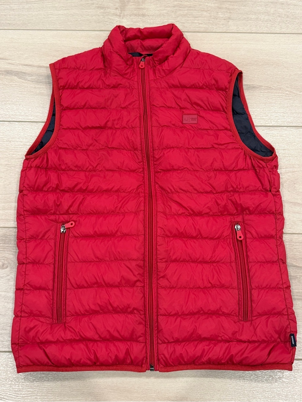 Armani Jeans Men Red Down Puffer Vest Gilet Lightweight Down Size EU 52 US L